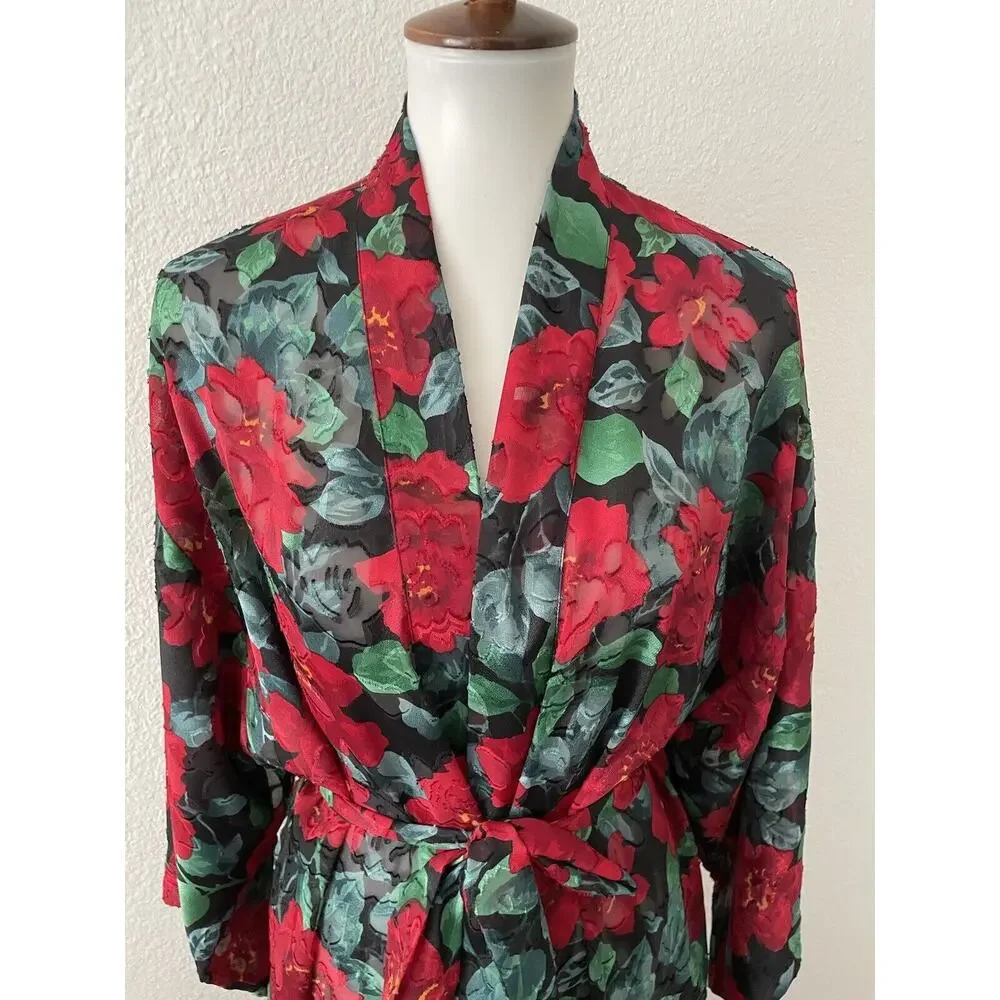 Victoria's Secret Vintage Sleepwear Robe Belted Multicolor Floral